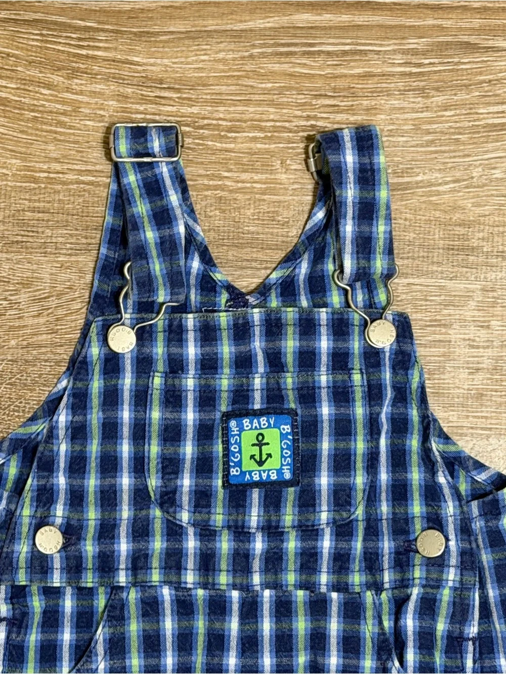Vintage OshKosh B’Gosh Plaid Anchor Overalls 12M